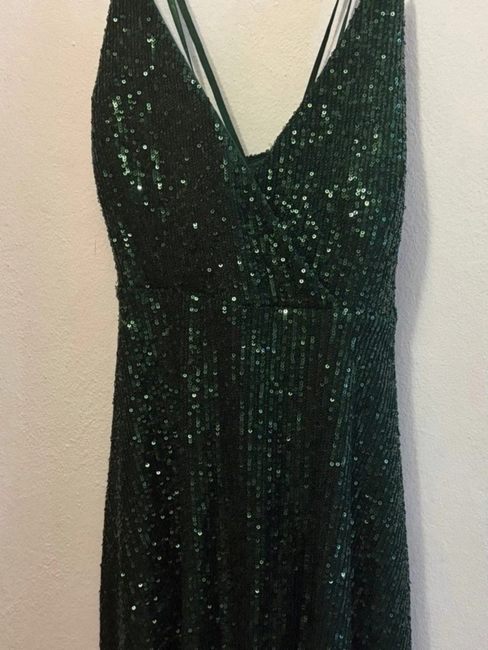 LUVTIES83 Sequin Maxi Dress in Green Size Large Like New